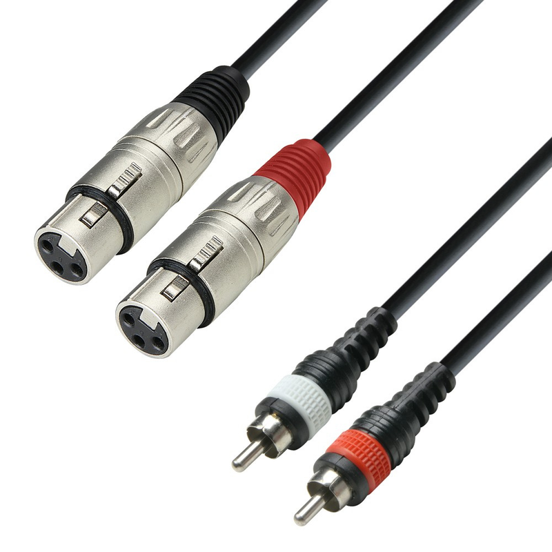 Adam Hall Cables 3 STAR TFC 0300 - Twin Cable, Adam Hall® 2 XLR Female x 2 RCA, 3m - Image 1