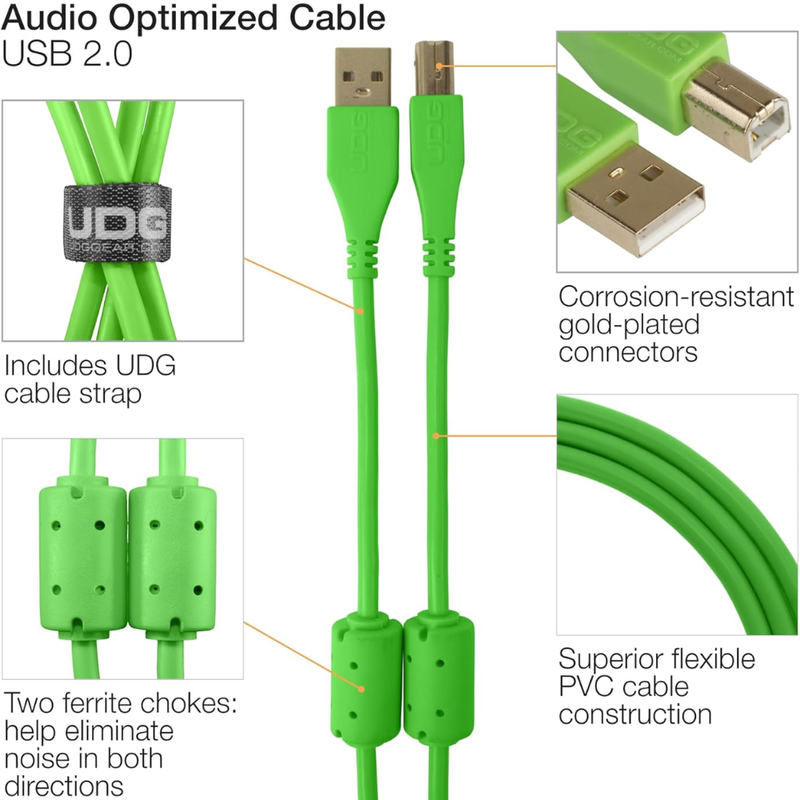 UDG Ultimate Audio Cable USB 2.0 A-B, Green, Straight, 1 m - Image 2